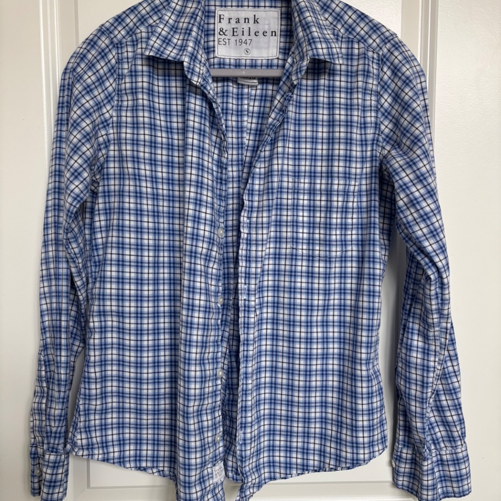 Frank & Eileen Barry Shirt, Blue Plaid, Size S
